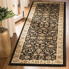 Lyndhurst Collection Runner Rug - 2'3" X 6', Black & Ivory, Traditional Oriental