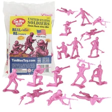 TimMee Processed Plastic Army Men 48pc Pink Tim Mee Toy Soldier Figures USA Made