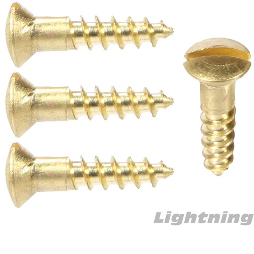 #8 x 2" Solid Brass Wood Screws Oval Head Slotted Drive Quantity 500 - Picture 3 of 3