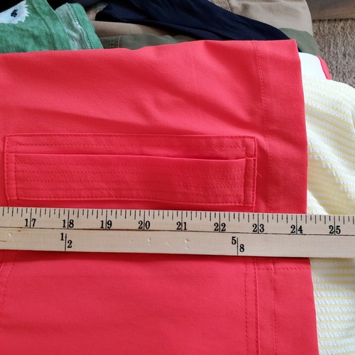 Laura Ashley SZ 1X XL Coral Orange Pink Full Zip Roll Tab Sleeve Ruffle Collar - Picture 6 of 8