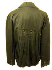 Kangol Black Cotton Pleated Back Short Trench Coat Jacket 12 Med