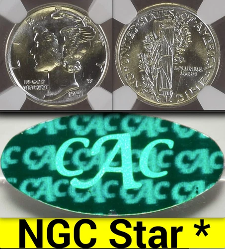 1941-S NGC MS67FB* NGC CAC STAR Bright Full Bands Mercury Dime PROOFLIKE? 10C