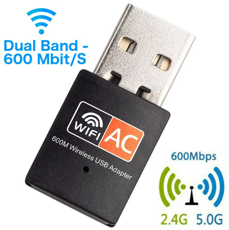 AC 600Mbps WLAN Stick Dual Band 2.4GHz / 5GHz WIFI Dongle USB Wireless Adapter