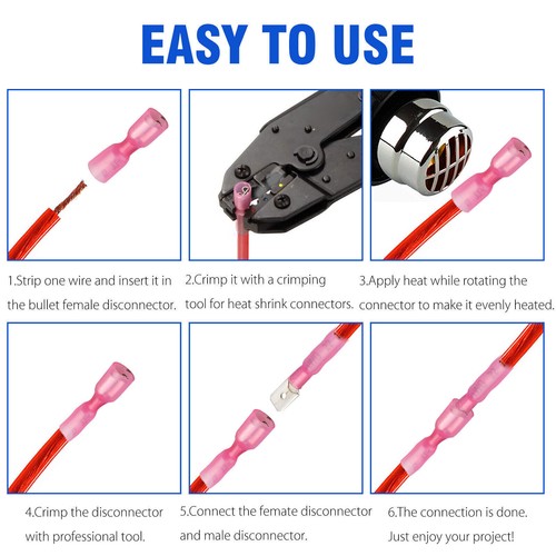 Conectores de cable de pala termorretráctil impermeable 100/220x terminales de crimpado eléctrico - Imagen 9 de 18