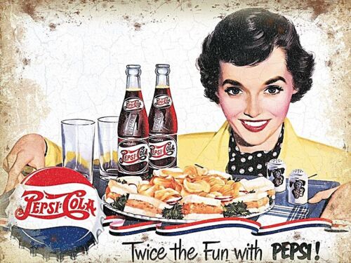 Pepsi, Twice The Fun, Small Metal Sign  200mm x 150mm (og) - 第 1/1 張圖片
