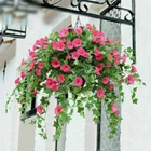 Artificial Hanging Basket Fake Silk Morning Glory Flower Vine Home Wedding Decor
