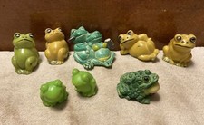 Lot Of 8 Miniature Resin Plastic Frog Toad Figurines