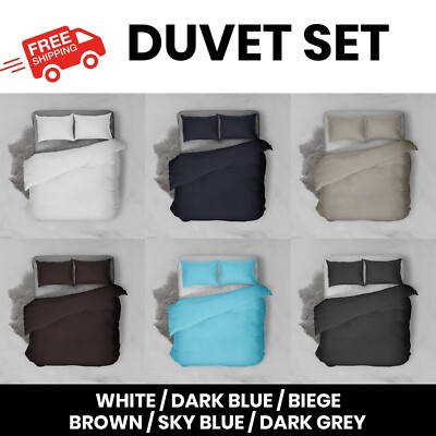 Einfache Bettdecke Set Bettwäsche mit Kissenbezug alle Größen Farben UK