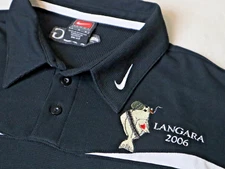 VTG Nike Team Golf Polo Mens Large Black ACG Langara 2006 Smoking Fish Rare HTF