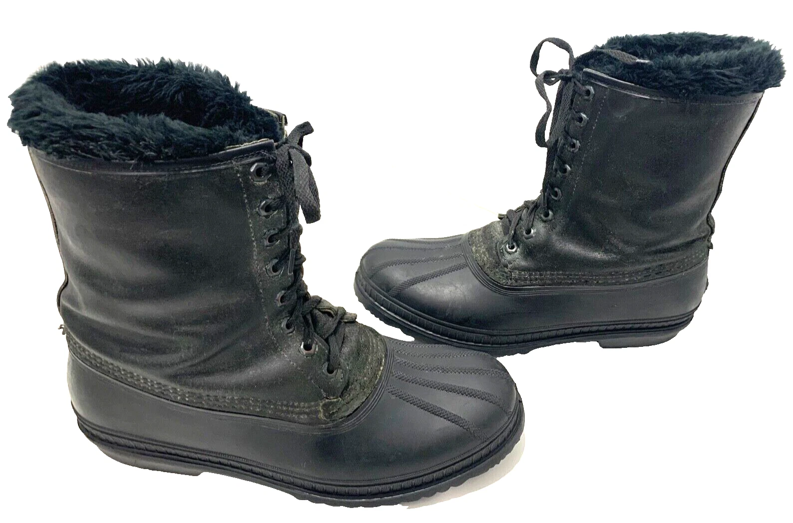 SOREL Kaufman Black Winter Waterproof Leather Fur Lined Mens Snow Boots 12