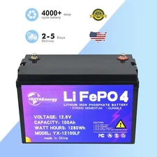 Solar Marine Battery LiFePo4 12V 100Ah Lithium Iron Phosphate for RV Deep Cycle