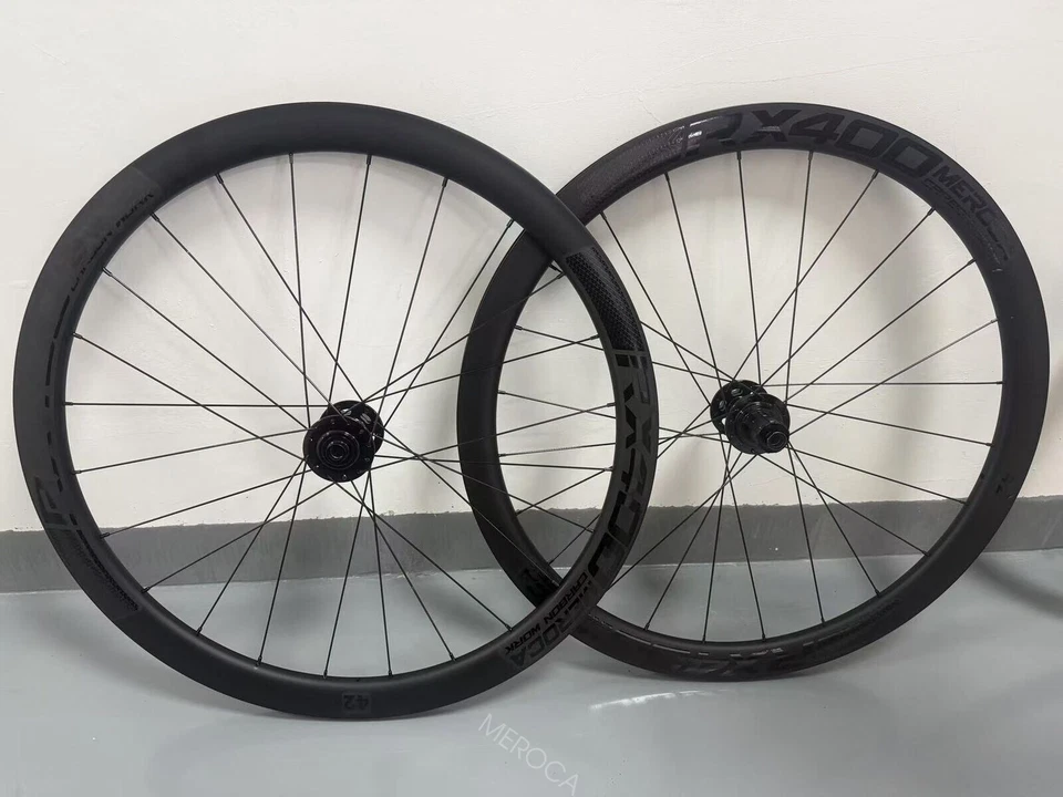 Juego de ruedas de carretera de carbono MEROCA 35/38/42 mm 700C cubierta ruedas de bicicleta disco de 6 pernos Foto 2 de 4