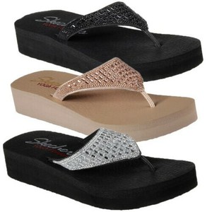 skechers yoga foam wedge flip flops