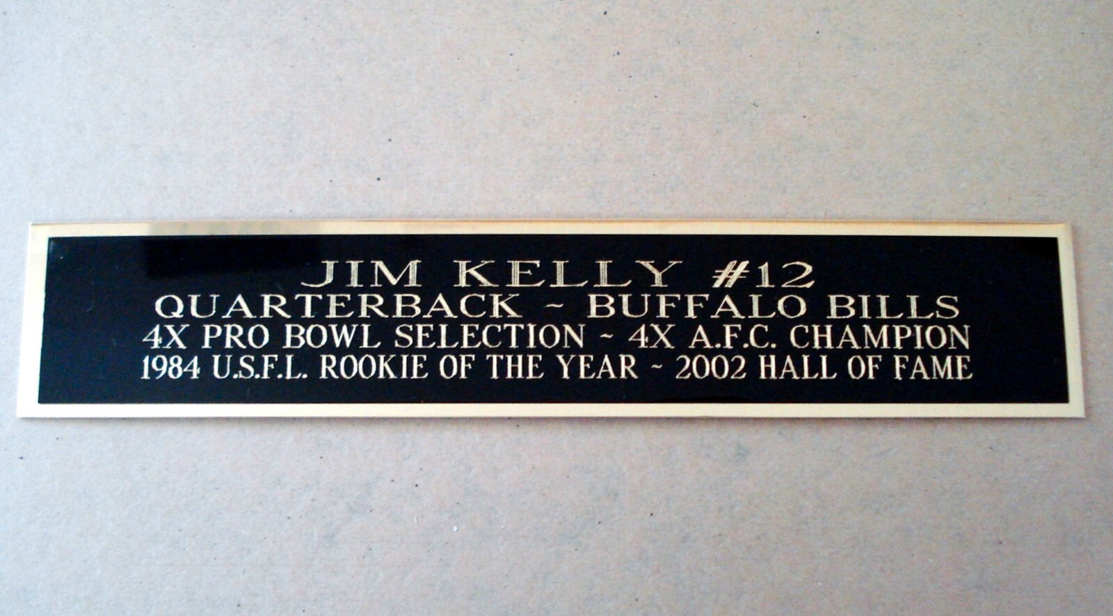 Jim Kelly Buffalo Buffalo Bills Nameplate For A Football Photo Plaque 1.25