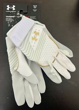 UNDER ARMOUR BRYCE HARPER Baseball Batting Gloves  White/Gold  Youth Small  NEW