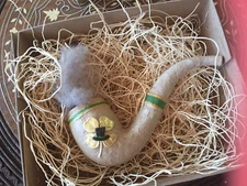 New 3D Dresden Irish St Patrick's Day 'Clay" Pipe Paper Ornament w Shamrock Hat 