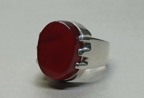 Anello da uomo corniola marrone yemenita naturale argento sterling 925 fatto a mano anello Aqeeq - Foto 11 di 12