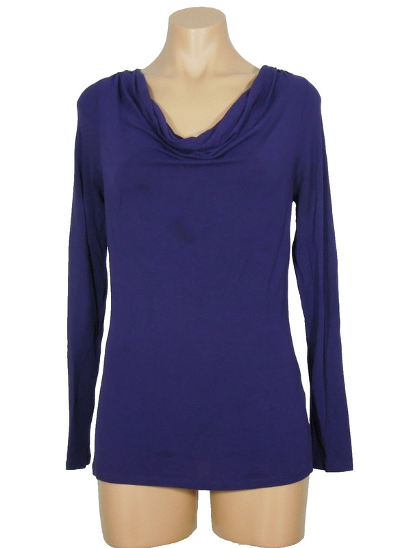 TAHARI Top Womens Cowl Neck Purple