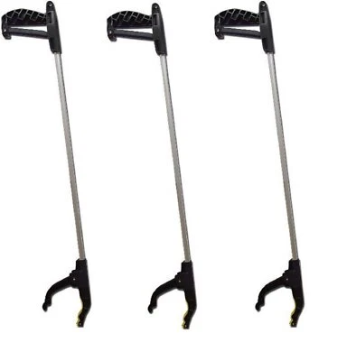 MARKENLOS 3 Greifzangen, Müllzangen, Greifer, Greifhilfen, Zangen aus Alu mit Magnet