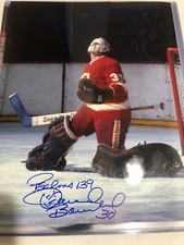 Atlanta FLAMES Dan BOUCHARD #30 WATCHES The PUCK Custom SIGNED 8X10 Holo & COA