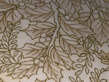 By 1/2 Yd "Holiday Flourish" by Kaufman Metallic Gold Holly Berries Ivory Fabric