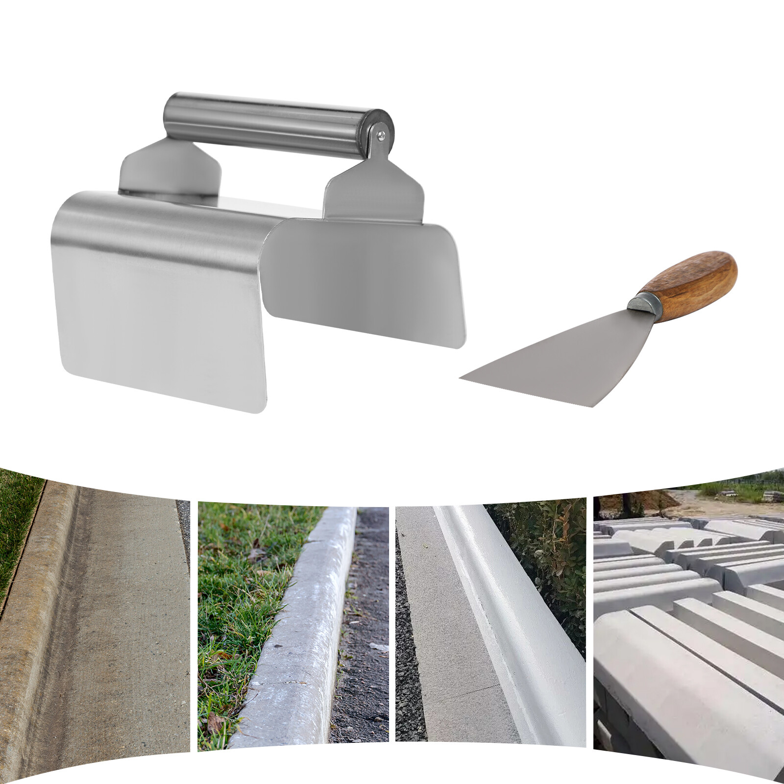 Concrete Curb Trowel Edger Landscape Curb Trowel Kraft Tool with Putty Knife