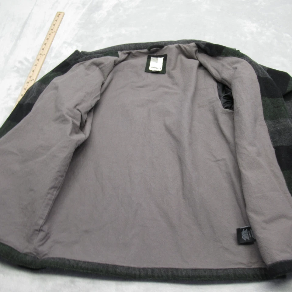 Chaqueta Camisa O Neill Mezcla Lana Para Hombre Mediana Verde Rayas Peso Pesado Abotonada Foto 4 de 4