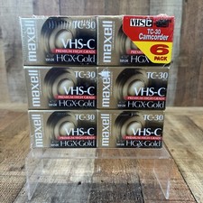 6 Maxell VHS-C TC-30 HGX-Gold Premium High Grade Video Tapes New Sealed