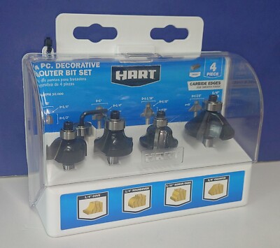 HART 4 Piece Decorative Router Bit Set w/ Storage Case HACR03 | eBay