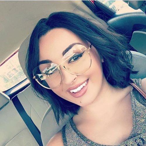 OVERSIZE Semi-Rimless VINTAGE RETRO Style Clear Lens Sun Glasses Gold Frame - Picture 4 of 7