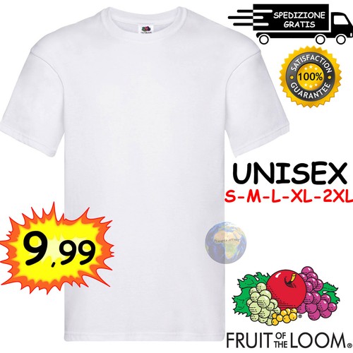 Magliette Senza Etichette Nuove Confezione Da 5 T-shirt Heavy Cotton Fruit Of The Loom - Uomo/unisex, Cotone Pesante, Taglia Regolare Forever Lean - Foto 2