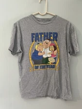 FAMILY GUY FATHER OF THE YEAR T-SHIRT HEATHER GREY MENS TV SHOW CARTOON TEE SZ L