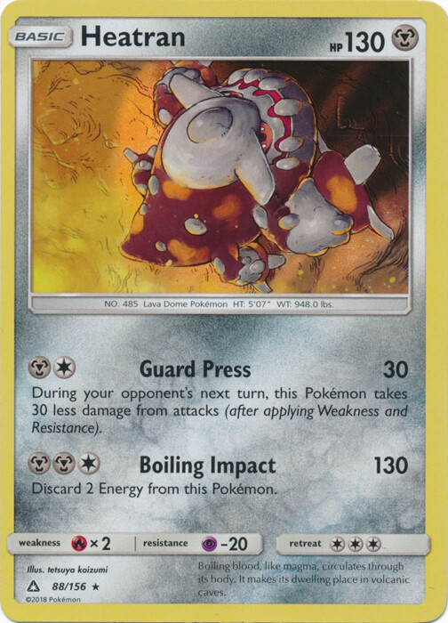 Pokemon - Heatran - 88/156 - Holo Rare - Sun and Moon Ultra Prism - NM