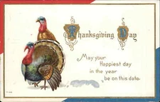 Thanksgiving - Turkeys Gold Letters T-59 Nash c1910 Postcard