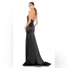 NWT Ieena for Mac Duggal - 12428 - Charmeuse Rhinestone Strap Trumpet Gown