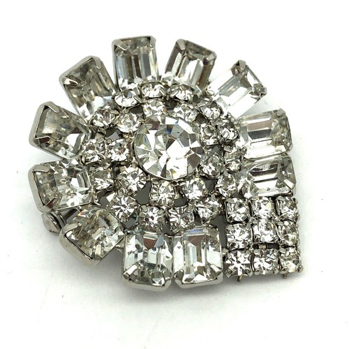 Clear Rhinestone Brooch Vintage - Picture 3 of 12