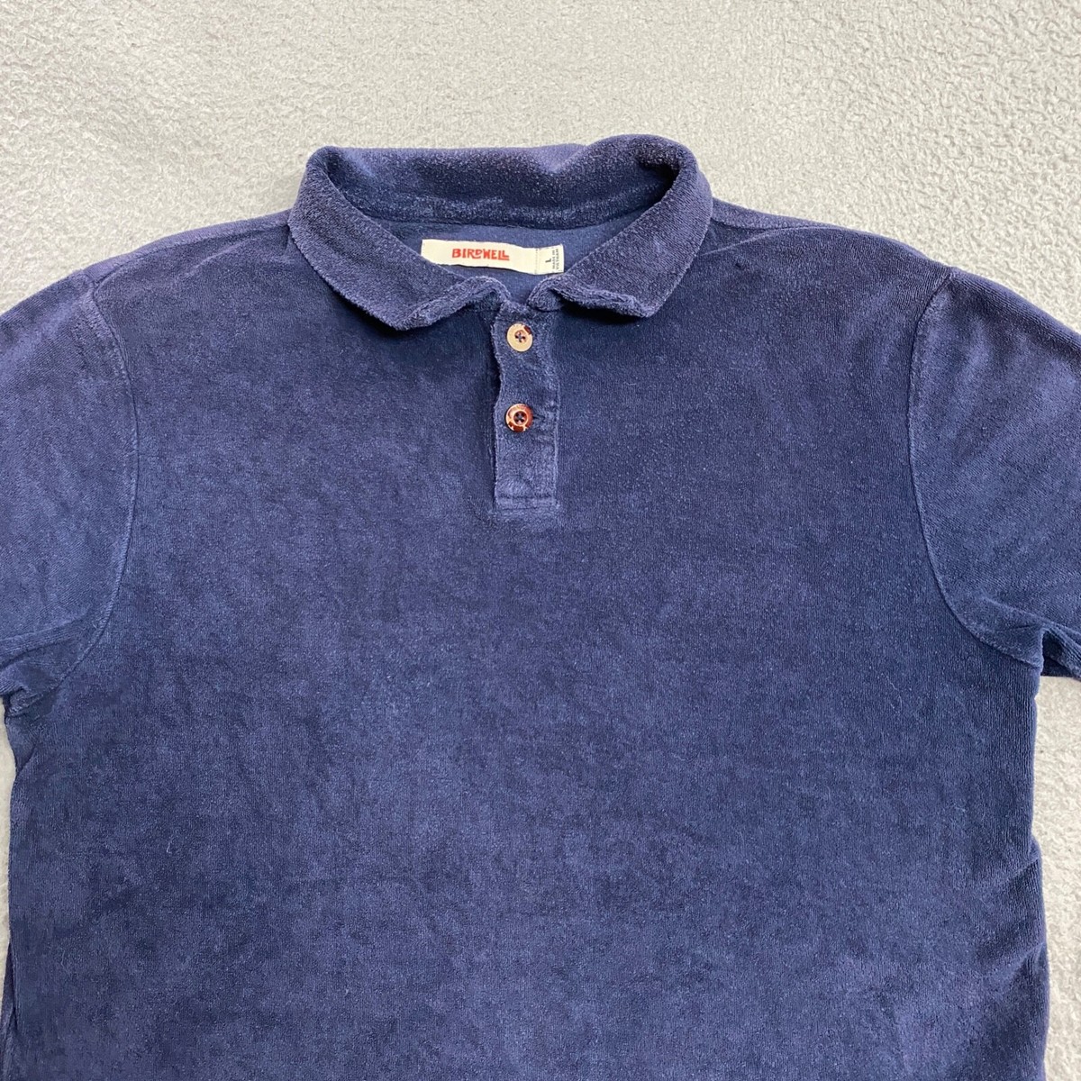 Birdwell Polo Shirt Mens Large Blue Terry Cloth Casual Birdwell Polo Shirt Mens Large Blue Terry Cloth Casual