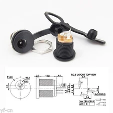 10pcs Iron 5.5x2.1mm DC Power Female Jack Socket with Waterproof Cover & Ring