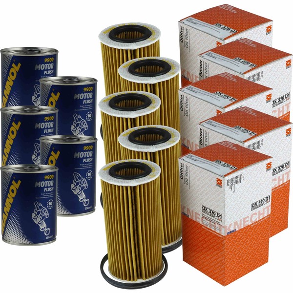 5X Original Mahle / Knecht ÖLfilter OX 370D1 + 5X SCT Motor Flush MotorspüLung-image