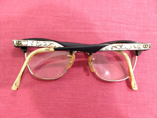ART CRAFT Cat Eye EYEGLASSES ALUMINUM ETCHED Frames Retro vintage 1950's - Picture 2 of 8