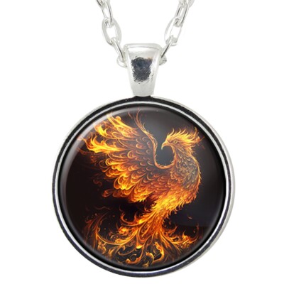 Phoenix Fire Bird Pendant Necklace, Fantasy Art Gifts, Handmade Jewelry
