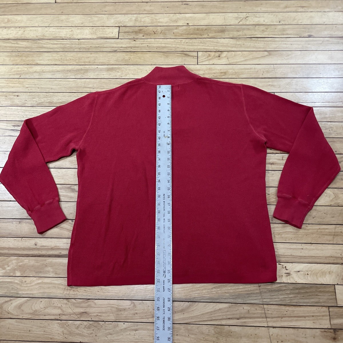 Vintage 90s POLO RALPH LAUREN Henley Shirt Mens L Waffle Red