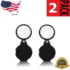 2pcs 10X Mini Magnifying Glass Folding Pocket Magnifier Bigeye Glass Loupe US