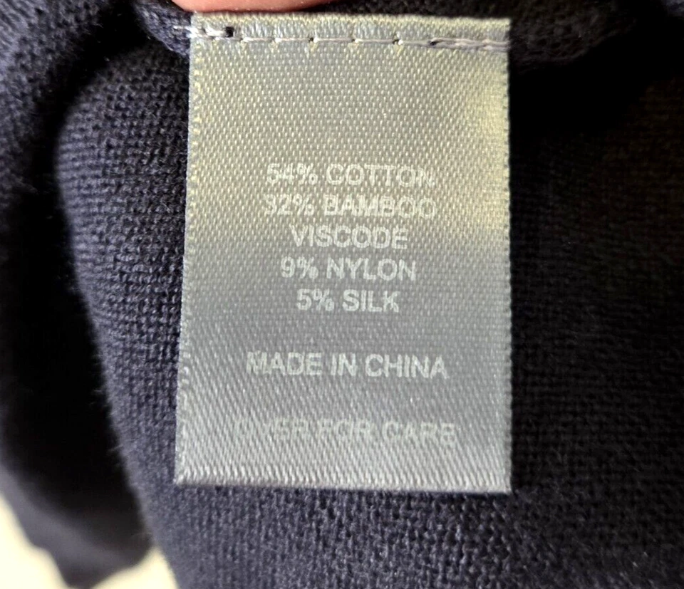 Bill Blass cuello alto para mujer XL azul algodón/bambú/seda/nylon minimalista modesto Foto 4 de 4