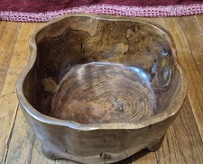 Vintage Large Burl Natural Wood Bowl 13 Wide