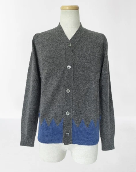 Mens grey button up cardigan top