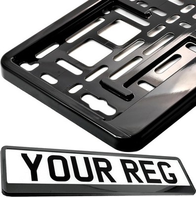 2 x Schwarz Nummernschild Einfassung Halter Rahmen für jedes Auto Universal Passform