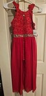 NWT Xtraordinary Girls Red Lace Romper with Chiffon Maxi Overlay - Size 8 — photo 1
