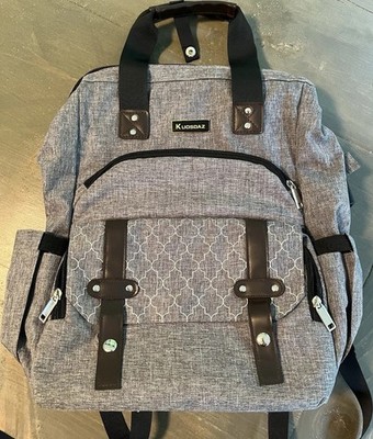 Kuosdaz Gray Geometric Baby Diaper Backpack with Inner Pockets
