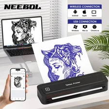 Neebol 8038 Thermal Tattoo Stencil Printer Bluetooth Tattoo Machine Kit Black